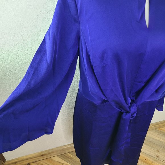 Long Tall Sally  Tie Front Dress Royal Blue Plus Size 18 - Picture 4 of 8